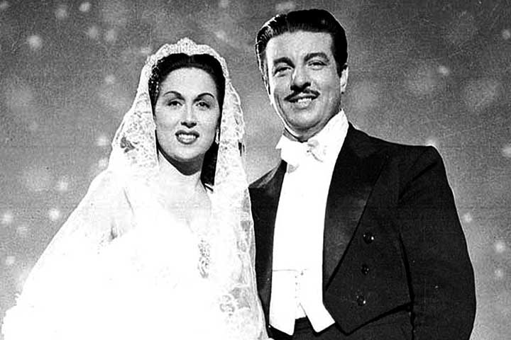 ليلى مراد مع زوجها الفنان  "أنور وجدي"
